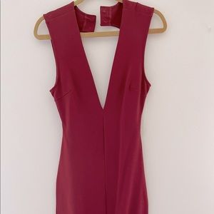 Burgundy backless bodycon dress